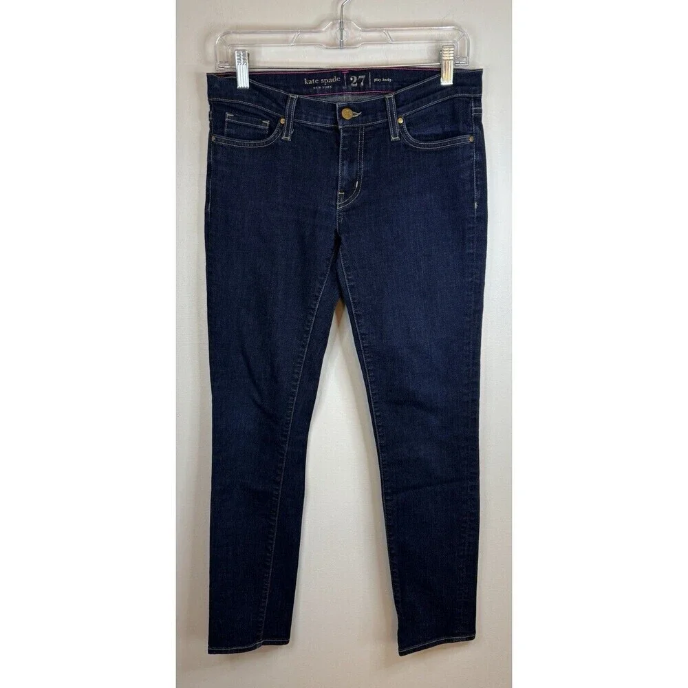 KATE SPADE Broome Street Play Hooky Straight Slim Denim Jeans 27x30 Dark Rinse